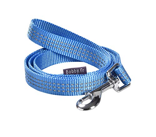 Bobby Safe - Guinzaglio per Cani di Taglia Media, Riflettente e Resistente, con Aggancio a Moschettone di Sicurezza in metallo, Colore Blu, Taglia S/M, lunghezza 100 cm