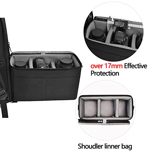Caden Camera Backpack Bag With 15.6" Laptop Compartment Usb Charging Port, Waterproof Camera Case For Dslr Mirrorless Slr Cameras, Compatible For Sony Canon Nikon Camera And Lens Tripod Accessories #TOP2