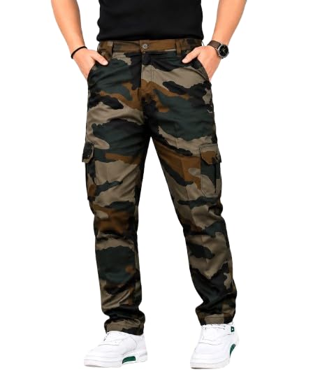 Men's Camouflage Army Military Print Cargo Pants, Straight Fit Casual Trousers, Regular Slim Fit with Five Pockets-picture-27