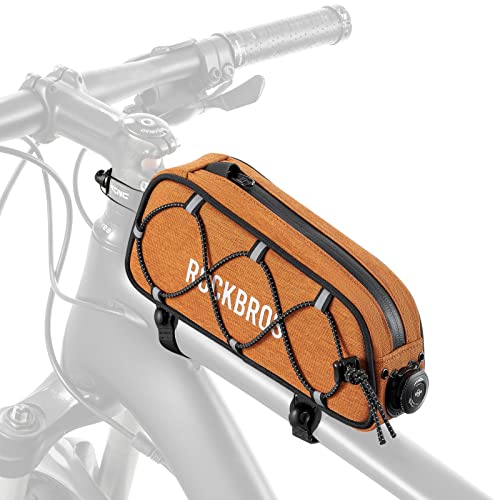ROCKBROS Road to Sky Fahrrad Rahmentasche Wasserabweisend Oberrohrtasche 0 7L Reflektierend Fahrradtasche für Rahmen Tasche für MTB/Rennrad Orange