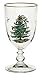 Spode Christmas Tree Gold 16oz Pedestal Goblets (Set of 4) - Gold Rimmed Glasses, Festive Holiday Drinkware for Christmas Dinner, Wedding Gifts - Holiday Glassware for Wine, Cocktails & Martinis