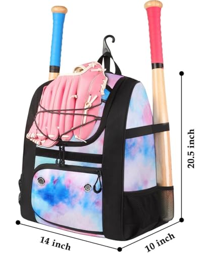 Image of MATEIN Softball Bag, Lightweight Baseball Backpack with Shoe Compartment, Baseball Bag with Fence Hook for TBall Bat & Equipment, Softball Gifts Catchers Backpack for Women Fit Catcher's Mitt, Helmet