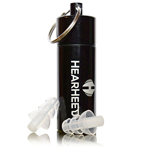 Hearheed High Fidelity Ear Plugs Noise Reduction - Hearing Protection Earplugs for Concerts Loud Live Music and More - DJs Clubbers Motorcycle Riding Construction Work Travel Flying Pressure Earplugs