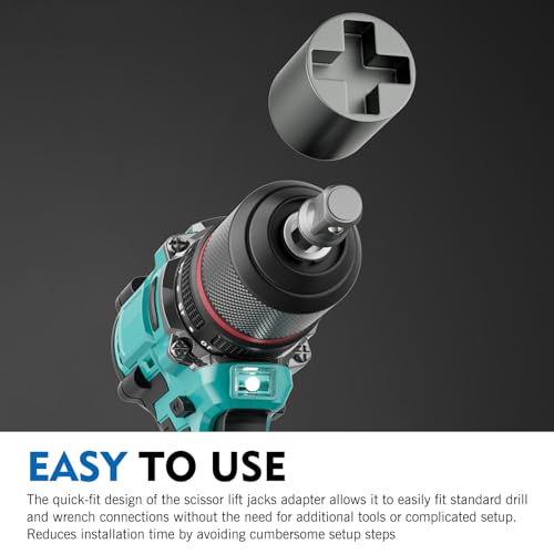Adaptador de gato de tijera para taladro manual, herramienta de elevación de metal reforzado con adaptador de conversión, para la mayoría de gatos automáticos portátiles, para diversos escenarios de mantenimiento (plata) miniatura 6