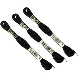 DMC - Pack de 3 madejas Mouliné Spécial 117MC NEGRO 310 - Hilo de bordar 100% algodón - Se adapta a todas las técnicas y soportes de bordado, ideal para el punto de cruz