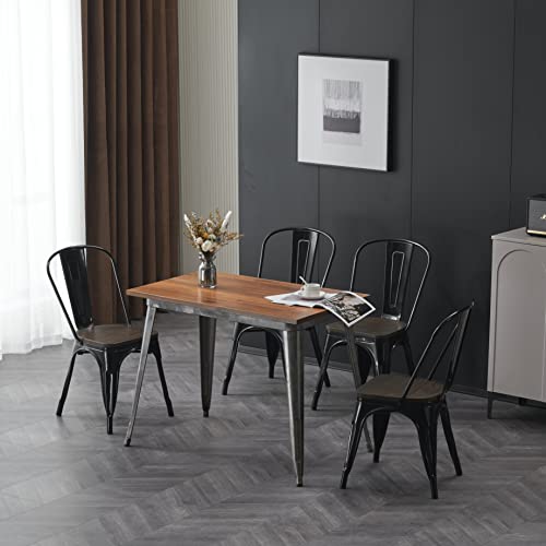 image for Nazhura Metal Dining Chair Farmhouse Tolix Style for Kitchen Dining Ro