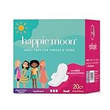 Happie Moon Organic Cotton Cover Tween & Teen Period Pads | Ultra Thin Pads with Wings | Chlorine-Free & Fragrance-Free | Small Size, 20 Count