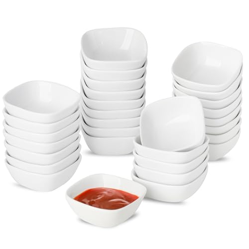 UIBFCWN 30 x sauskommen van porselein (7,3 x 3 cm), tapas en sauzen, sojasaus van keramiek, aperitiefschaal, kleine serveerschalen, magnetronbestendig