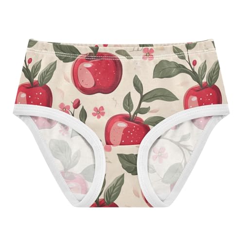 Wusikd Red Apples Cute Girls' Underwear Cotton Green Leaves Girls Briefs Soft Toddler Underwear 2T