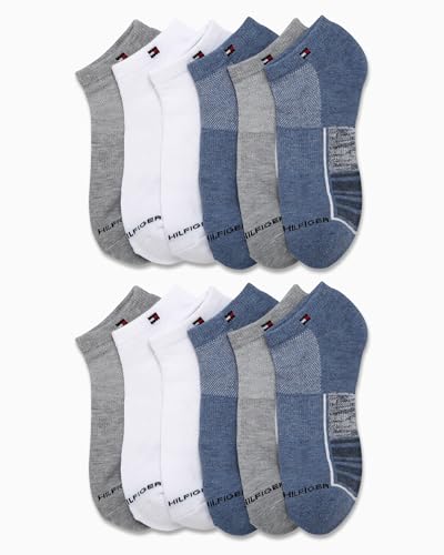 Image of Tommy Hilfiger Womens No Show Socks - 12 Pack Lightweight Athletic Performance Cushioned Running Low Cut Socks for Women