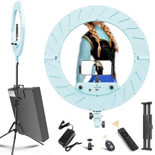 Image of Ring Light 18 INCH Kit,55W6700k Dimmable LED Light, Tripod Stand, Remote Controller,Box for Camera,Smartphone,YouTube,TikTok,Self-Portrait Shooting,CRI95 (Ice Blue (Ice Blue Like A-N-N-E))