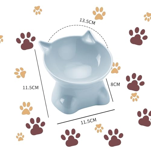 Katzennapf Erhöht Fressnapf Katze mit 15° Neigung Design,Futternapf Katze,Katzenfutternapf für Futter und Wasser,perfekt für Haustiere Katzen und Welpen (Grau, Einfarbig)