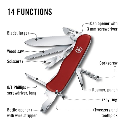 Victorinox Schweizer Taschenmesser Outrider, Swiss Army Knife, Multitool, 14 Funktionen, Feststellklinge, Schraubendreher