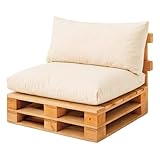 Acomoda Textil - Cojines Impermeables para Palets de Asiento y Respaldo. Conjunto de Exterior e Interior en Tela de Toldo Resistente y Relleno de Espuma Suave y Comodo NO Incluye PALETS. (Beige)