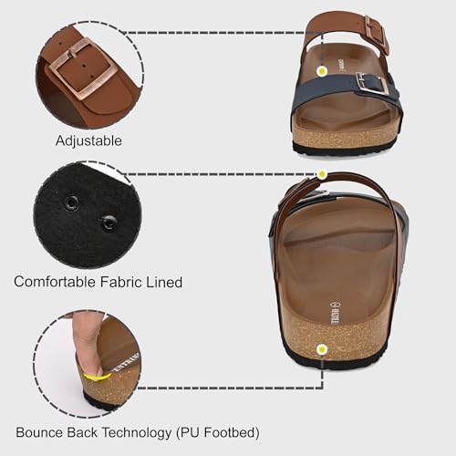 Image of Centrino Men's Berkin-Style Slip-On Sandals | Open Toe Design | Soft PU Footbed | Lightweight & Comfortable | Arch Support | On-Grip Sole | Casual Outdoor Wear (9209)