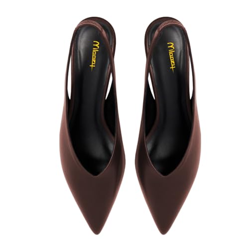 Milooey shoes Women's Pointed Toe Slingback Pumps Special Low Heel Slip On Dress Party Shoes Size 4-16 US4