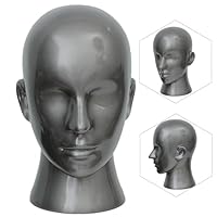 YYQXZG Male-Adult Mannequin Head Glossy Professional Head PVC Mannequin Head Display for Glasses ,Hat,Game Console,Wigs,Headphone (Bright grey)