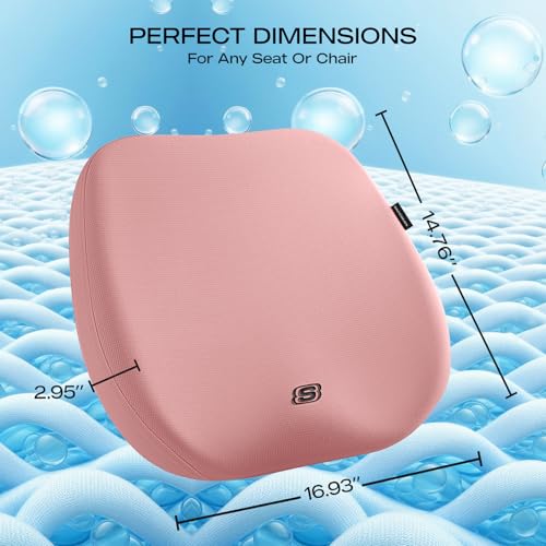 Image of Skechers Seat Cushion Premium Gel & Memory Foam-Office Chair Cushion for Tailbone Pain Relief,Butt Pillow for Office Chair,Car seat Cushion,Long Sitting Office Workers,and Car Drivers,Pink