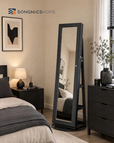 Image of SONGMICS HOME Standing Jewelry Cabinet, Full Length Mirror with Storage