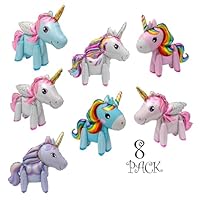 3D Unicorn Balloons for Birthday Party, Wedding, Baby Shower Decoration Supplies, Party Foil Balloon for Children Kids Gift & Toys (8 Pack)