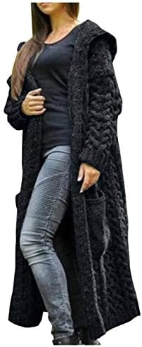Aitaliwer Oversized Cardigans for Women Long Loose Plus Size Knitted Hooded Outerwear with Pocket Winter Warm Chunky Coats