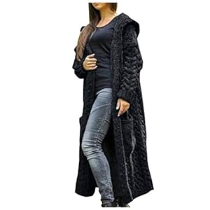 Women Long Sleeve Cardigans Knitted Women Pocket Hooded Sweater Solid Solid Cardigan Coat Loose Long Winter Women’s Coat Long Sleeve Cardigan for Women