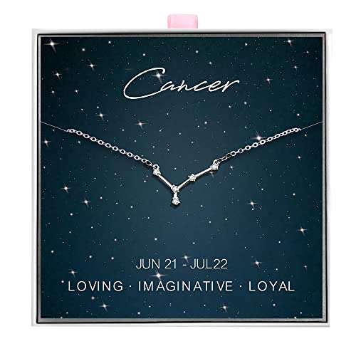 Image of ALoveSoul 925 Sterling Silver Constellation Horoscope Zodiac Cancer Necklace, Gift for Women Girls