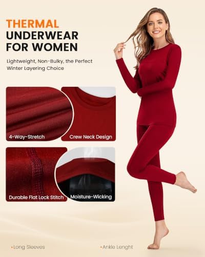 SIMIYA Thermal Underwear Set for Women Long Johns Fleece Lined Base Layer - 3