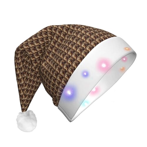 Bkdogkt Adorable sombrero de Navidad con luces para hombre y mujer, con estampado de perezoso, suministros de fiesta