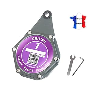 Porte Vignette Assurance Moto, Etui Support De Vignette Crit air ou Assurance Etanche Gris fonçé ✯Marque FRANÇAISE UGOZEN✯ Hexagonal pour Moto/Quad/Scooter + Ces 2 clés de Montage