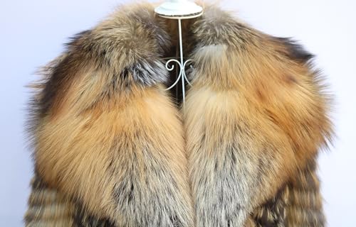 Women's Genuine Strip Fox Fur Coat Winter Fur Jacket Long Sleeve Fuzzy Outerwear4