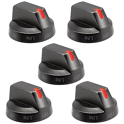Upgraded DG64-00473B for Samsung Stove Knobs, Black Stainless Steel Gas Stove Knobs Replacements, Oven Range knobs Replacements Parts for Samsung NX58M6850SG, NX58K7850SG, NX58J7750SG 5-Pack