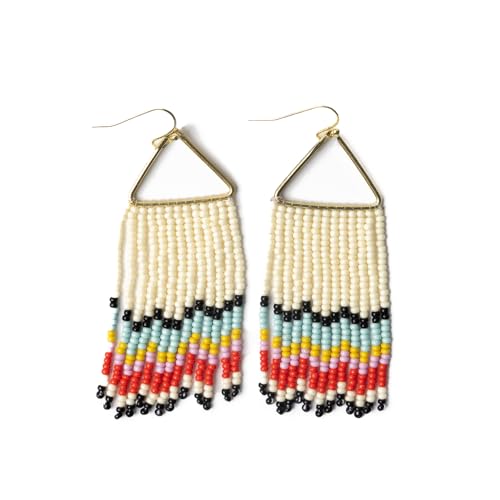 INK+ALLOY Beaded Boho Earrings for Women, Whitney Medium Fringe Trendy