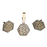 ASVP Shop Stylish D&D D20 Cufflinks & Tie Clip Gift Set - Perfect RPG Gamer's Accessory Set (Brass)