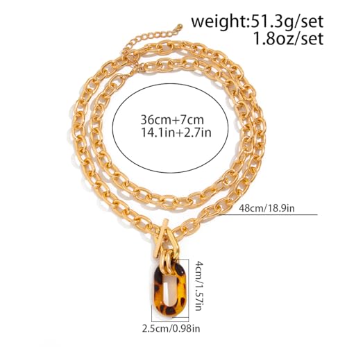 Chunky Layered Choker Necklace for Women Geometric Ot Clasp Acrylic Pendant Necklace Trendy Paperclip Cuban Link Chain Necklace Punk Y2k Stackable Gothic Party Jewelry4