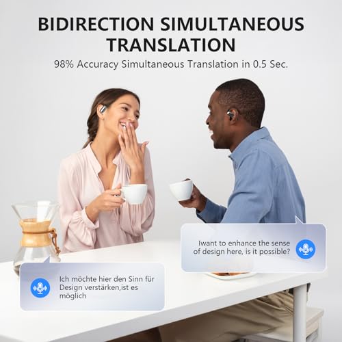 Image of AI Translation Earbuds Real Time, 144 Language Translator Earbuds with APP Compatible with iOS & Android, Bluetooth Headphones Translating Device for Travel Business and Learning - Black12
