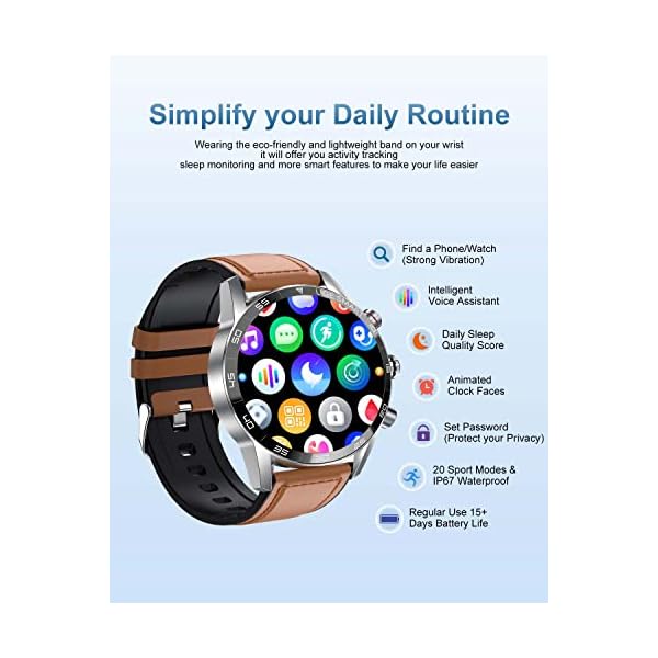 LIGE Smart Watch for Men Women with Bluetooth Call, Fitness Tracker 1.32" HD DIY Full Touch Screen Smartwatch with Heart Rate Sleep/Blood Pressure Monitor, IP67 Waterproof Sport Watch for Android iOS - Image 3