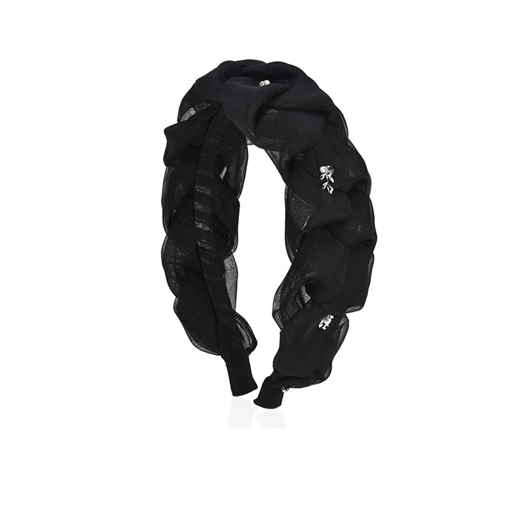 HIHELO Cintas para el Pelo de Cola de Caballo Hairband Retro Lady Girls Hairband Cumpleaños Diadema Negro Delicate Hairband Decoración Accesorios para el Cabello