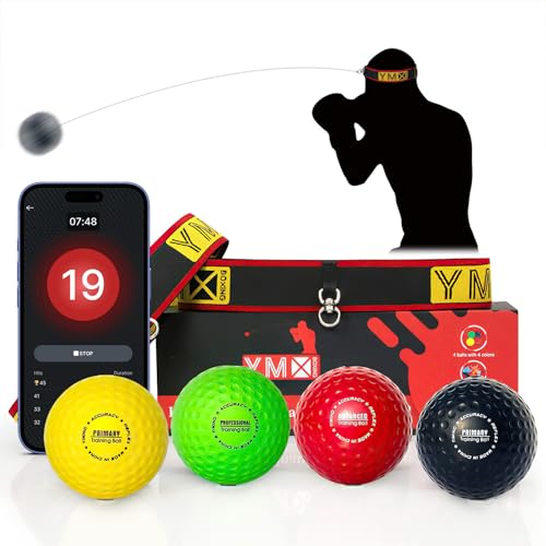 YMX BOXING Reflexball - 4 Bälle + 2 Stirnbänder, ideal für das Training von Reflex, Reaktion und...
