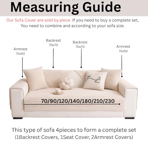 Image of HOMETHREADS 600GSM Thick & Soft Rabbit Fur Plush Sofa Cover-Luxurious Cozy Slipcover, Washable & Pet-Friendly, Anti-Scratch Protector for Sofas (Cream, 1 Seater Large| 90x70cm)