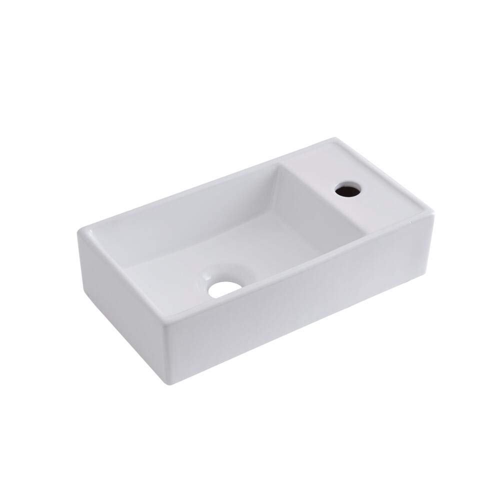 Milano White Dalton Ceramic Countertop Wall Hung Bathroom Basin Sink - 400Mm X 220Mm