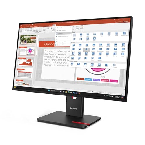 Image of Lenovo ThinkVision T27-40 27in FHD IPS Monitor, 120Hz 1080p, 99% sRGB, Low Blue Light, Ergonomic Height-Adjust Stand, USB Hub, HDMI /DP, VESA Mount Dual-Pack Bundle Included Plus MAJ Deskpad | 2 Pack