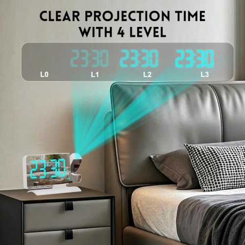 Projection Clock with 180° Rotatable Projector,Alarm Clocks - Image 3