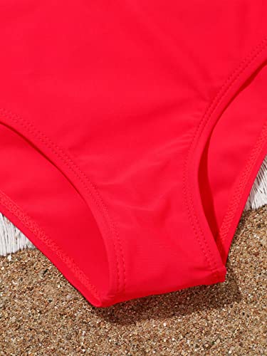 OYOANGLE Girl's Two Piece Swimsuit Scoop Neck Wireless Bikini Set Solid Basic Bathing Suits4