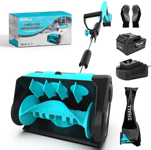 SHALL Brushless Cordless Snow Shovel, 21V|12 Inch|4AH Cordless Snow Blower, Battery Powered Electric Snow Removal with Dust Bag, Deflector & Adjustable Front Handle for Driveway,Steps, Patio, Sidewalk