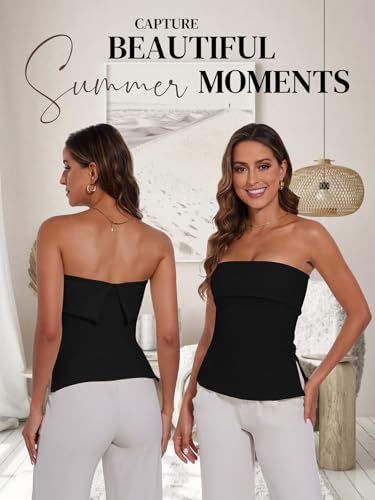 Strapless Tube Tops for Women Backless Going Out Bandeau Top Sexy Trendy Off Shoulder Side Split Summer Bustier Tops4