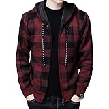 [エアバイ] チェック 柄 裏起毛 シップアップ ブルゾン パーカー 長袖 フード付き 防寒 秋 冬 メンズ アウター スポーツウェア トレッキング ジム トレーニング ウォーキング スポーツ サッカー ビジネス スクール パジャマ リラックス アクティブ シンプル トップス パターン ジップ ジッパー フーディ 体型カバー 学生 上着 秋冬 厚手 前開き ゆったり レッド 3A-A13-RDL