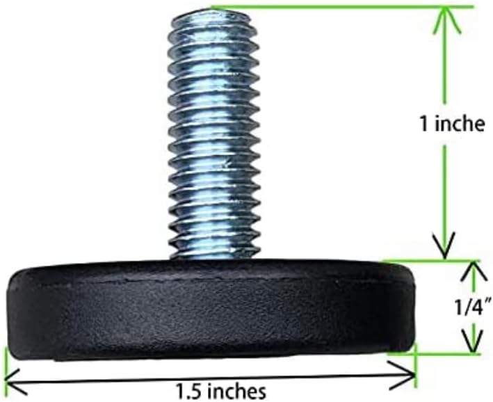 Miniatura 2 de Niveladores de muebles de base de 1.5 pulgadas, paquete de 8, patas de muebles, pie de ajuste resistente, patas ajustables de 1 pulgada, niveladores