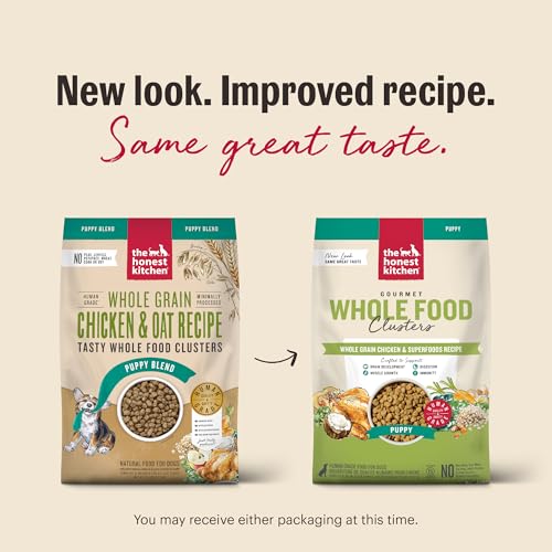 Image of The Honest Kitchen Puppy Whole Grain Chicken & Superfoods Whole Food Clusters, Vet Crafted Human Grade Dry Dog Food for Puppies, Supports Brain & Eye Health, Healthy Growth & Digestion, 20 lb Bag