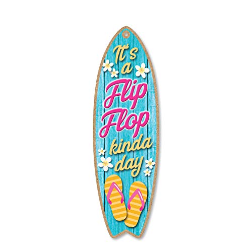 Honey Dew Gifts Wooden Surfboard Signs, It's a Flip-Flop Kinda Day, 5 inch by 16 inch, Wooden Hanging Sign, Decorative Wall Art, Home Party Summer Decor, 76081